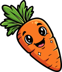 Cute Cartoon Carrot Illustration on Black Background