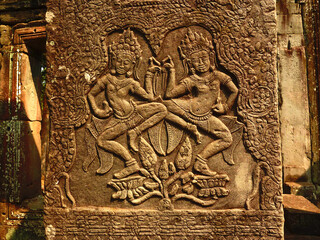 Angkor Wat, Bayon Temple is a well-known Khmer temple at Angkor in Cambodia. Built in the late 12th century or early 13th century. UNESCO World Heritage Site of Angkor Thom, Siem Reap, Cambodia.