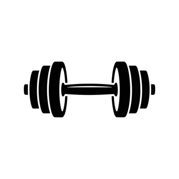 Black and white dumbbell isolated on transparent background for fitness design