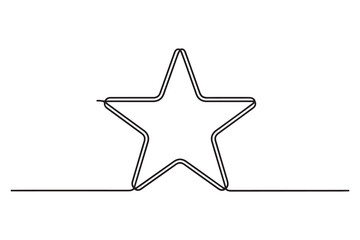 Continuous one line drawing of star minimalist outline vector illustration
