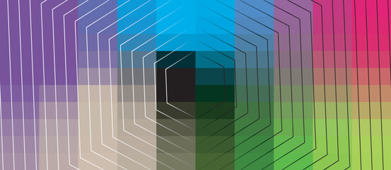 Abstract Geometric Pixelated Colorful Background with Hexagon Shapes and Lines