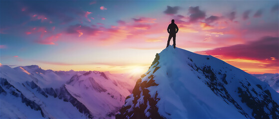 山頂からの美しい夕焼け