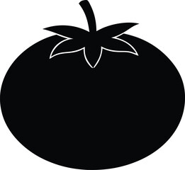 Tomato silhouette vector icon. Fresh vegetable food symbol.