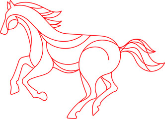 Abstract linear running horse illustration for Chinese New Year 2026. 