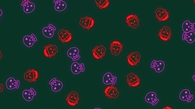 skull Frankenstein Halloween pattern background video