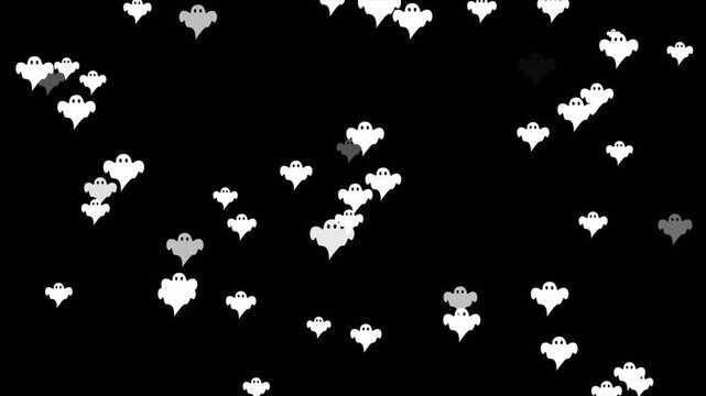 Spooky Ghost Animation Loop - Alpha Channel Overlay, Simple White Ghost Pattern Transparent Background