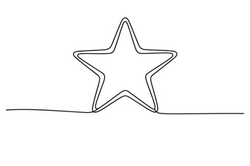 Continuous one line drawing of star minimalist outline vector illustration
