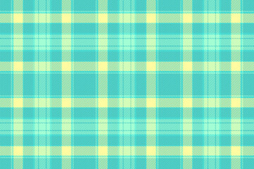 Ragged texture background pattern, korean plaid check vector. Worldwide fabric seamless tartan textile in teal and yellow colors.