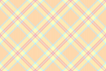 Open plaid fabric background, stylish vector pattern check. Elegance seamless tartan texture textile in light and peach puff colors.