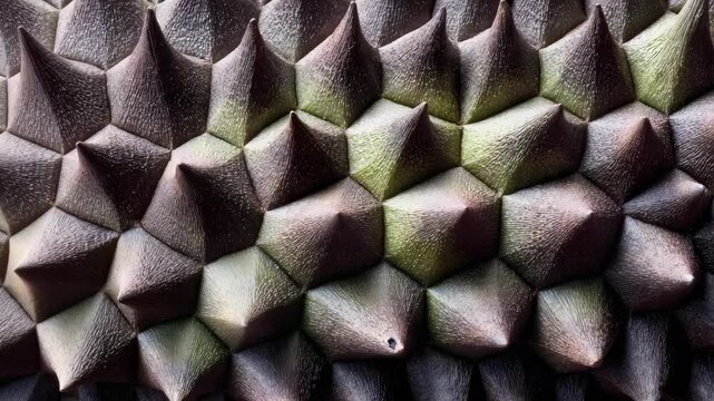 close-up of jackfruit skin with its hexagonal, bumpy texture