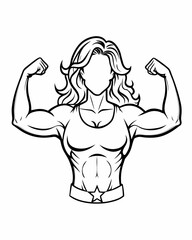 Strong female silhouette showcasing muscular physique in empowering pose