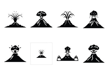 eruption silhouette vector illustration icon set