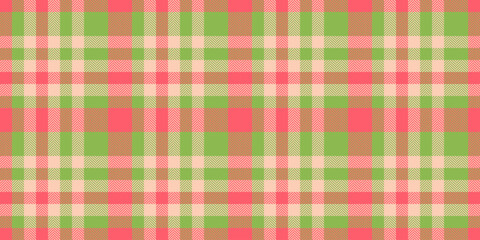 Fibrous pattern seamless tartan, material texture vector background. Open fabric check textile plaid in green and light colors.