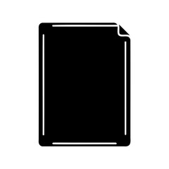 Stylized Black Document or Page Icon with Curled Edge on a White Background