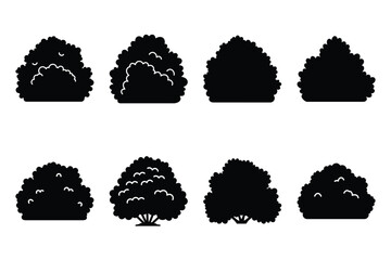 bush silhouette vector illustration icon set