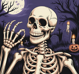 Skeleton post design Images, Skeleton Social Template, Haunting Skeleton Sticker, Playful dancing skeletons halloween party , Happy Halloween Skeleton Images, Halloween Skeleton Skull Ghost