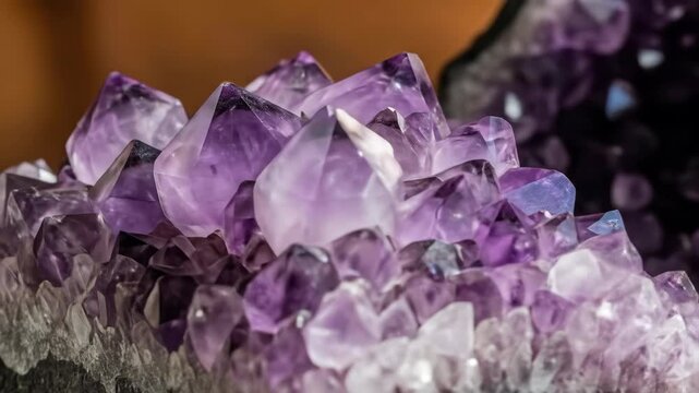 Amethyst crystals geode close-up showing crystal structure and formation