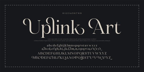 Classy elegant font, vintage type or luxury premium typeface, vector English royal alphabet. Classic typography in modern or old art deco style, serif letters for modern or retro poster font © DesignerST