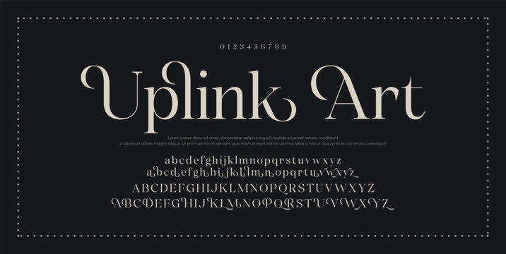 Classy elegant font, vintage type or luxury premium typeface, vector English royal alphabet. Classic typography in modern or old art deco style, serif letters for modern or retro poster font