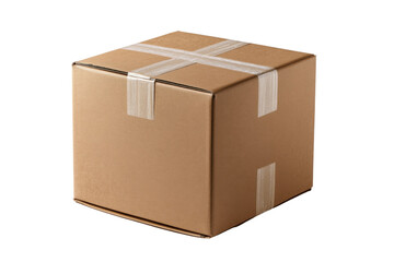 A simple brown cardboard shipping box. isolated on a transparent background.