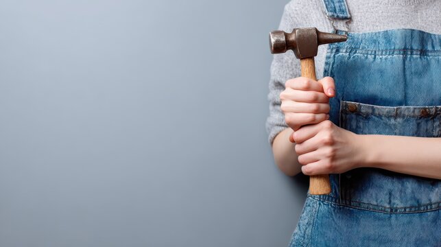 Child holds hammer in hands young child holds hammer tool in hands child holds - young child holds hammer tool in hands