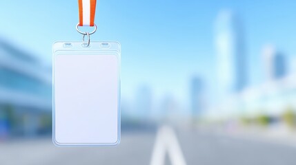 Blank id badge hangs on street sign lost id badge sways gently from street pole - lost id badge sways gently from street pole