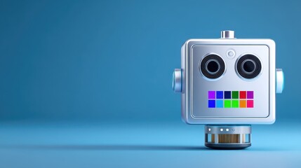 Robot with camera head poised for observation advanced robot features integrated camera for data capture