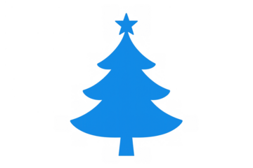 Christmas tree blue silhouette icon with star on top, representing holiday season and winter celebrations