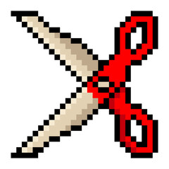 Scissors in pixel art style