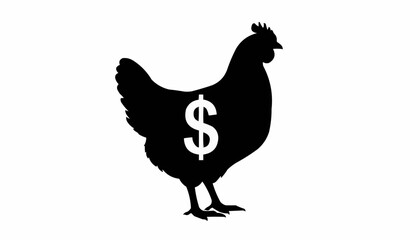 Fototapeta premium Golden goose concept art, chicken silhouette with dollar sign symbolizing investment