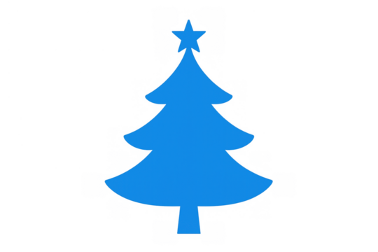 Christmas tree blue silhouette icon with star on top, representing holiday season and winter celebrations