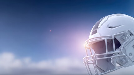 Football helmet against clear blue sky protective headgear for sport vibrant sky backdrop