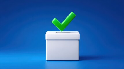 Green tick mark on white box green checkmark symbol rests on plain white square - green checkmark symbol rests on plain white square