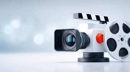 White camera with red heart depicted camera displays prominent red heart on its white surface