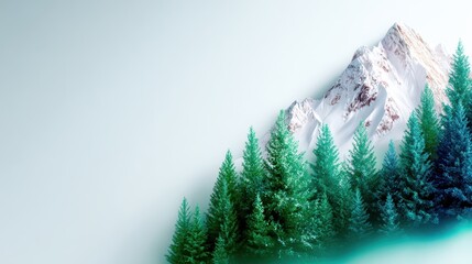 Majestic mountain vista showcases expansive green forest towering peak overlooks dense woodland lush with trees