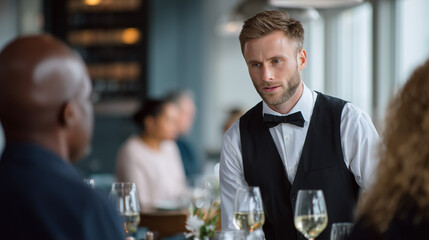 Waiter taking order in restaurant