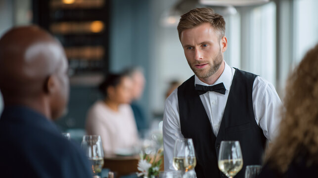 Waiter taking order in restaurant