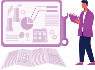 The boy is discuss about architect plan