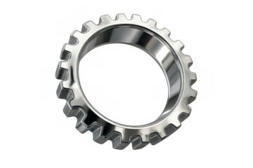 Shiny metal gear cogwheel demonstrating engineering concept