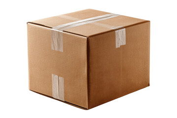 Closed cardboard box for shipping and storage. isolated on a transparent background.