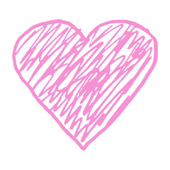 Bright heart in childish sketch style, doodle and naive cute symbol. Crayon stroke , text box chalkboard shape for fun messages.