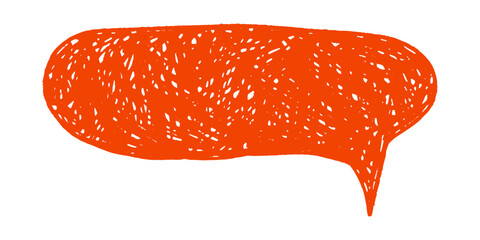 Hand drawn crayon speech bubble with outlines. Oval sketch shape with visible pencil texture and grainy crayon details. Text box chalkboard for messages.