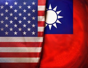 usa and taiwan flag on each side in the background