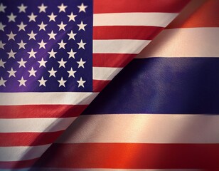 Obraz premium usa and thailand flag on each side in the background