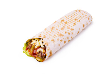 Delicious grilled wrap filled with fresh vegetables and cheese