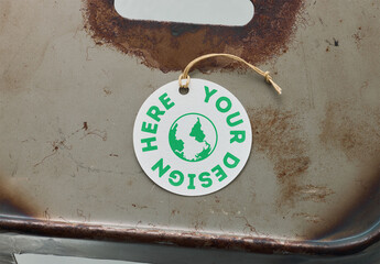 Mockup Of Customizable Round Price Tag