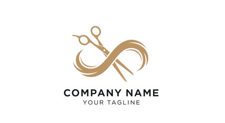 Fototapeta premium Elegant Hair Salon Logo with Scissors and Flowing Hair Design.