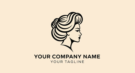 Elegant womans profile with stylish hairstyle, perfect for beauty salon branding.