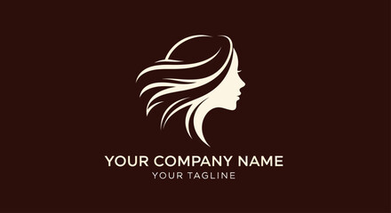 Elegant Woman Silhouette with Flowing Hair for Beauty and Wellness Branding.