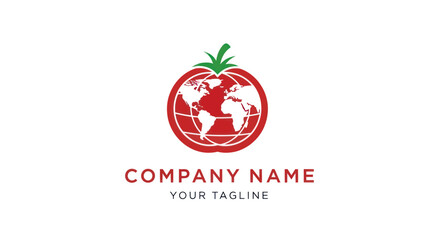 Global Tomato Logo Representing Worldwide Food and Agriculture Company.